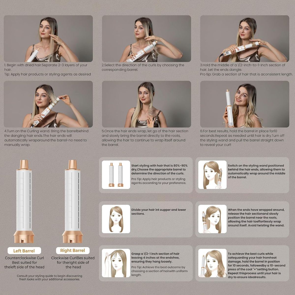 Airbrush 5 En 1 Seche Cheveux 5 En 1, Brosse Soufflante 5 En 1 Avec Seche Cheveux Boucleur, Brosse Souflante, Thermal Brush, Air Styler 5 En 1 Pour Sécher, Boucler, Lisser, Cadeau Noel Femme