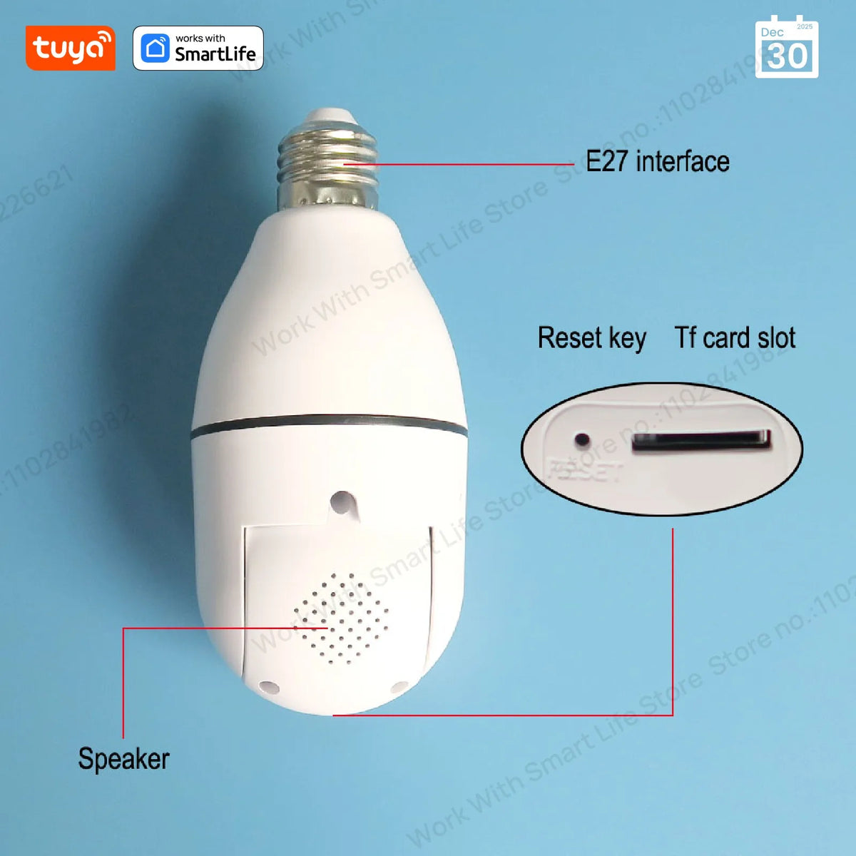 Caméra De Surveillance Wifi Ampoule E27 – Vision Nocturne & Audio