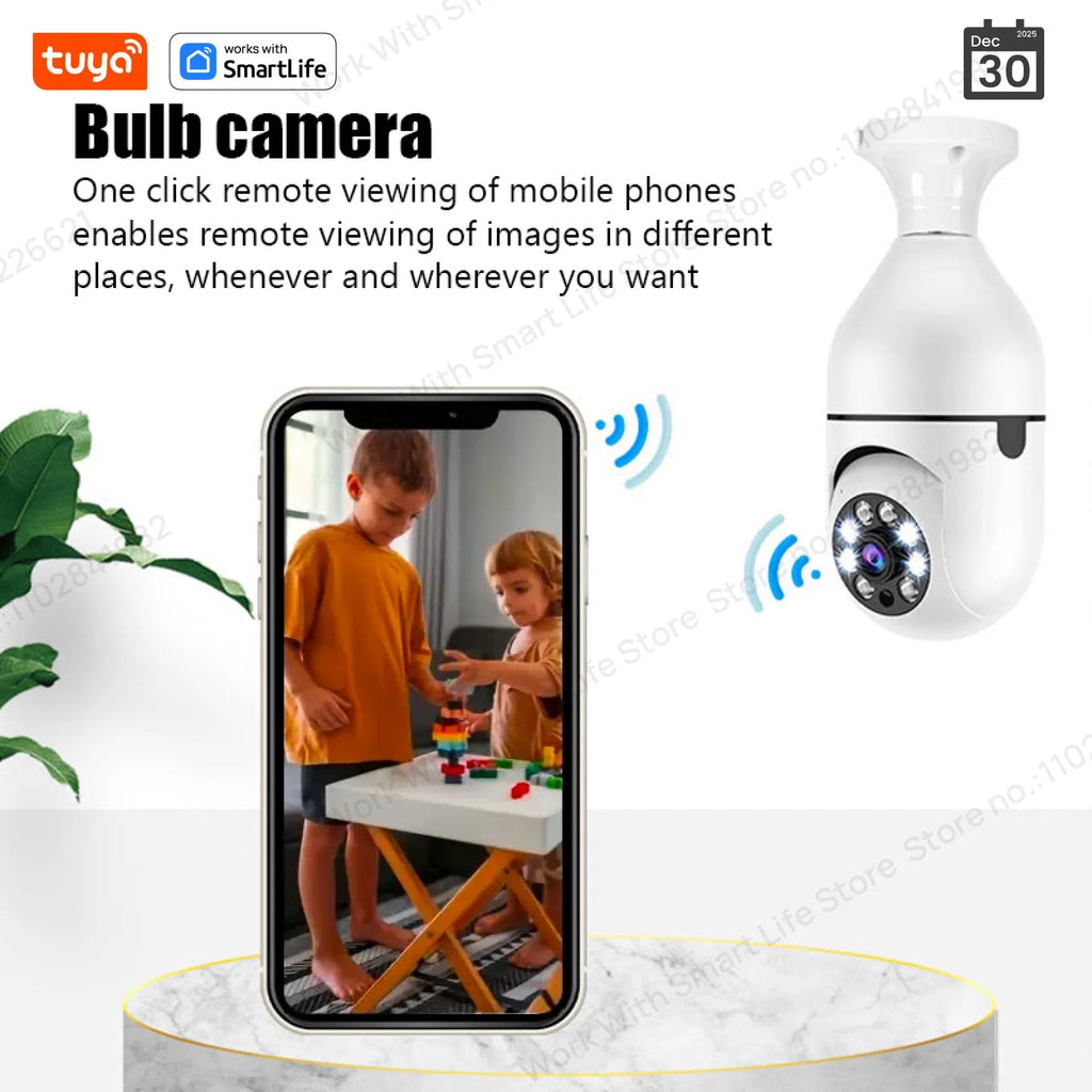 Caméra De Surveillance Wifi Ampoule E27 – Vision Nocturne & Audio