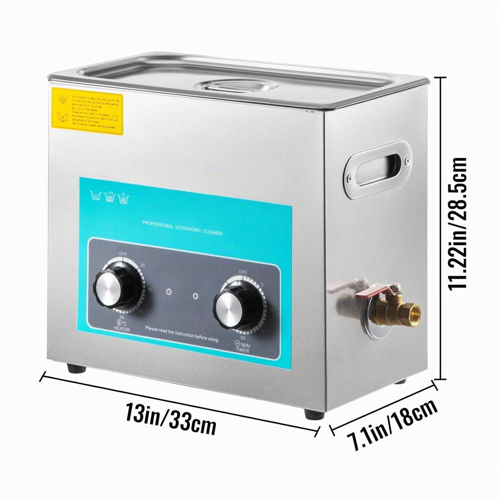 Nettoyeur À Ultrasons Professionnel 6 L, Bac Ultrasons Avec Chauffage, Minuterie Et Bouton De Commande, Appareil De Nettoyage Ultrasonique En Acier Inoxydable, Pour Bijoux Lunettes Montres