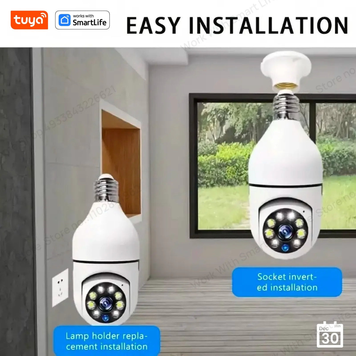 Caméra De Surveillance Wifi Ampoule E27 – Vision Nocturne & Audio