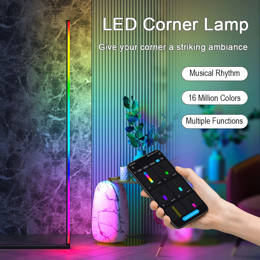 RGB LED Floor Lamp Indoor Home Decoration Modern Corner Floor Lamp Living Rome Art Decor Atmospheric Standing Stand Lighting
