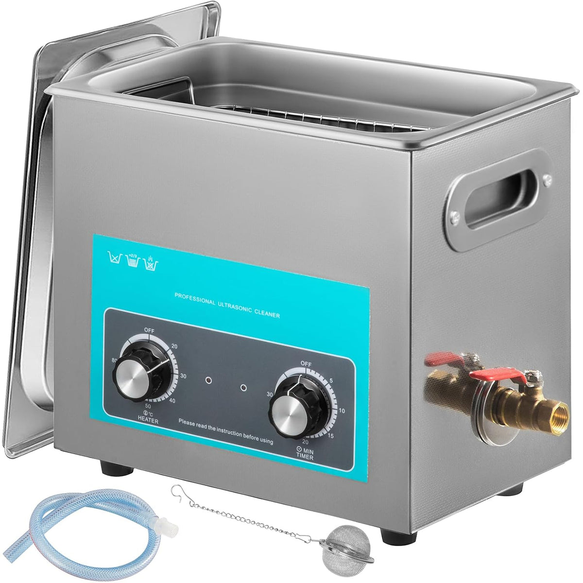 Nettoyeur À Ultrasons Professionnel 6 L, Bac Ultrasons Avec Chauffage, Minuterie Et Bouton De Commande, Appareil De Nettoyage Ultrasonique En Acier Inoxydable, Pour Bijoux Lunettes Montres