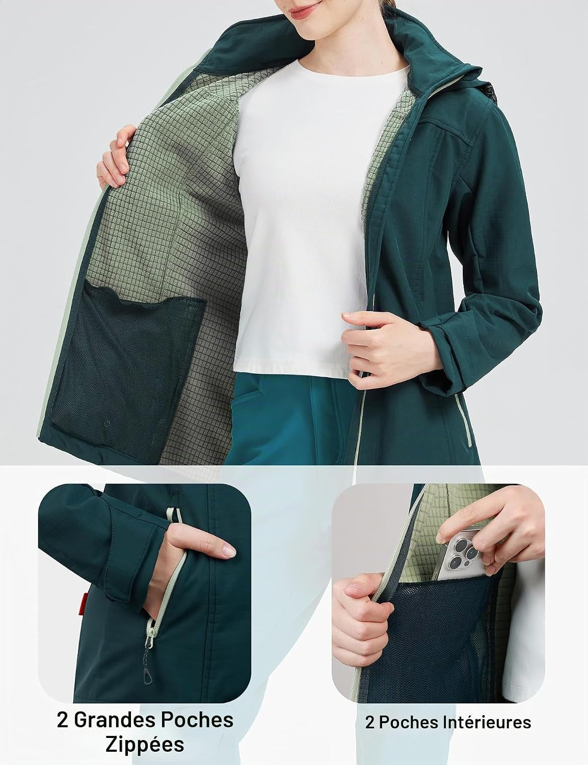 Veste Softshell Femme Chaud Imperméable​​ Et Coup Vent Pour Randonnée Ski HC402