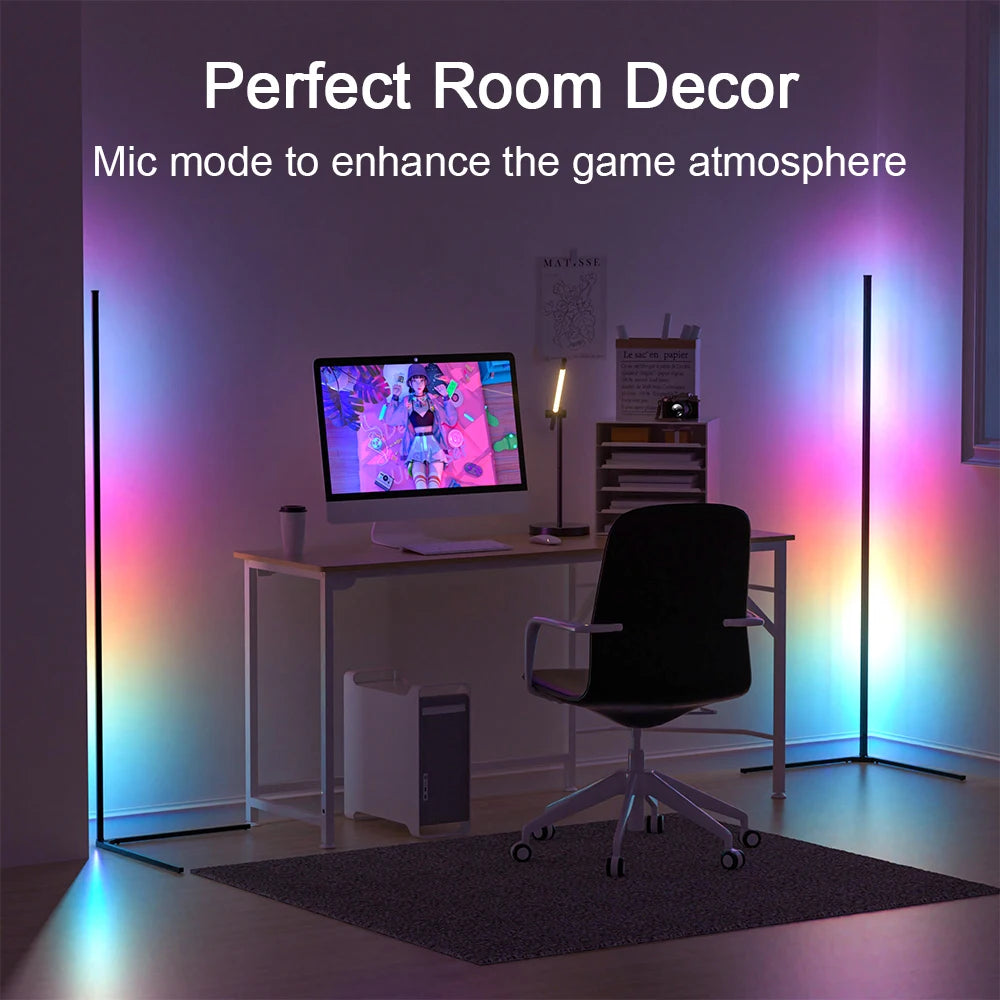 RGB LED Floor Lamp Indoor Home Decoration Modern Corner Floor Lamp Living Rome Art Decor Atmospheric Standing Stand Lighting
