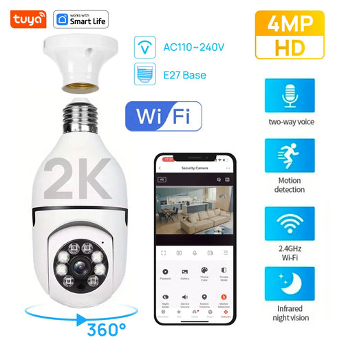 Caméra De Surveillance Wifi Ampoule E27 – Vision Nocturne & Audio