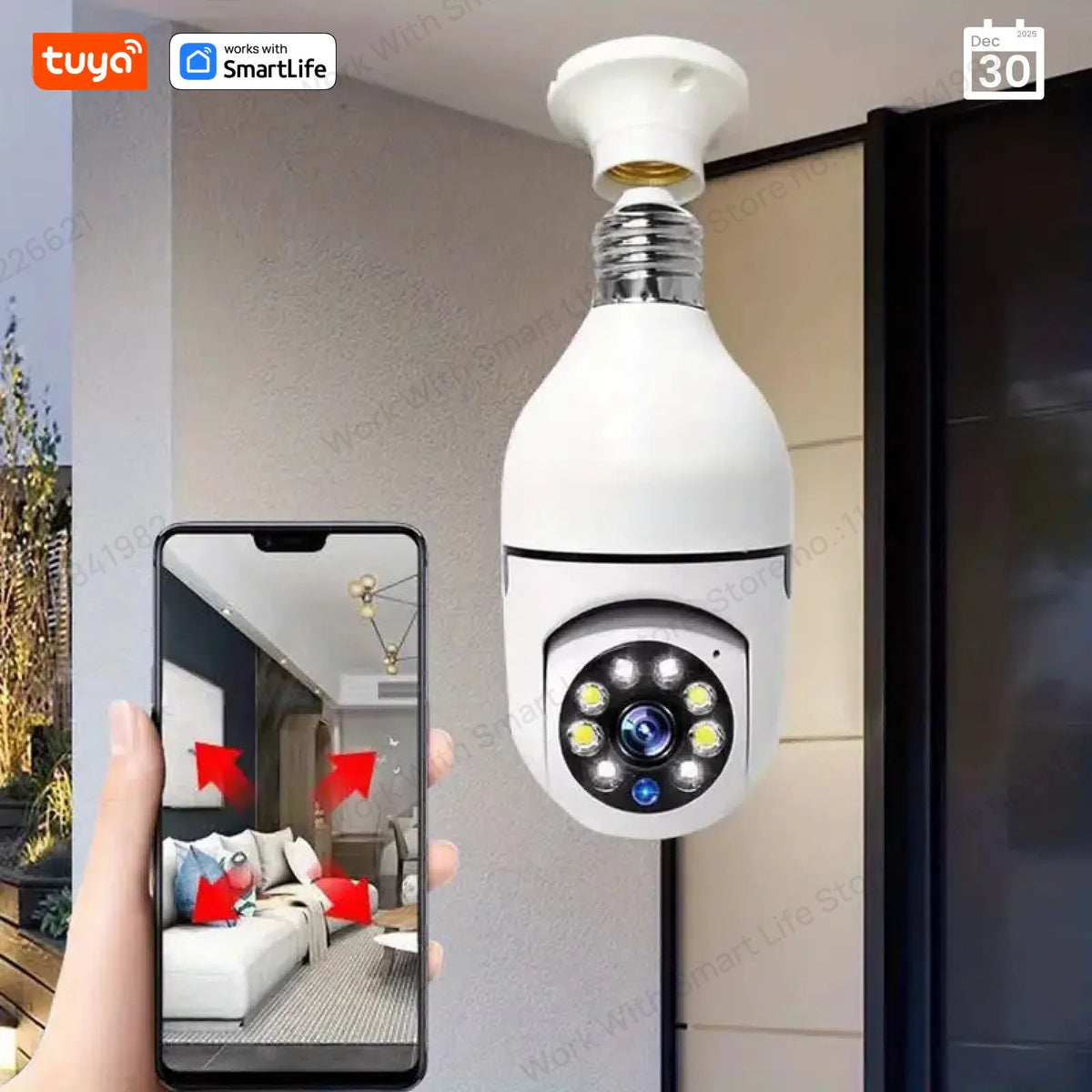 Caméra De Surveillance Wifi Ampoule E27 – Vision Nocturne & Audio