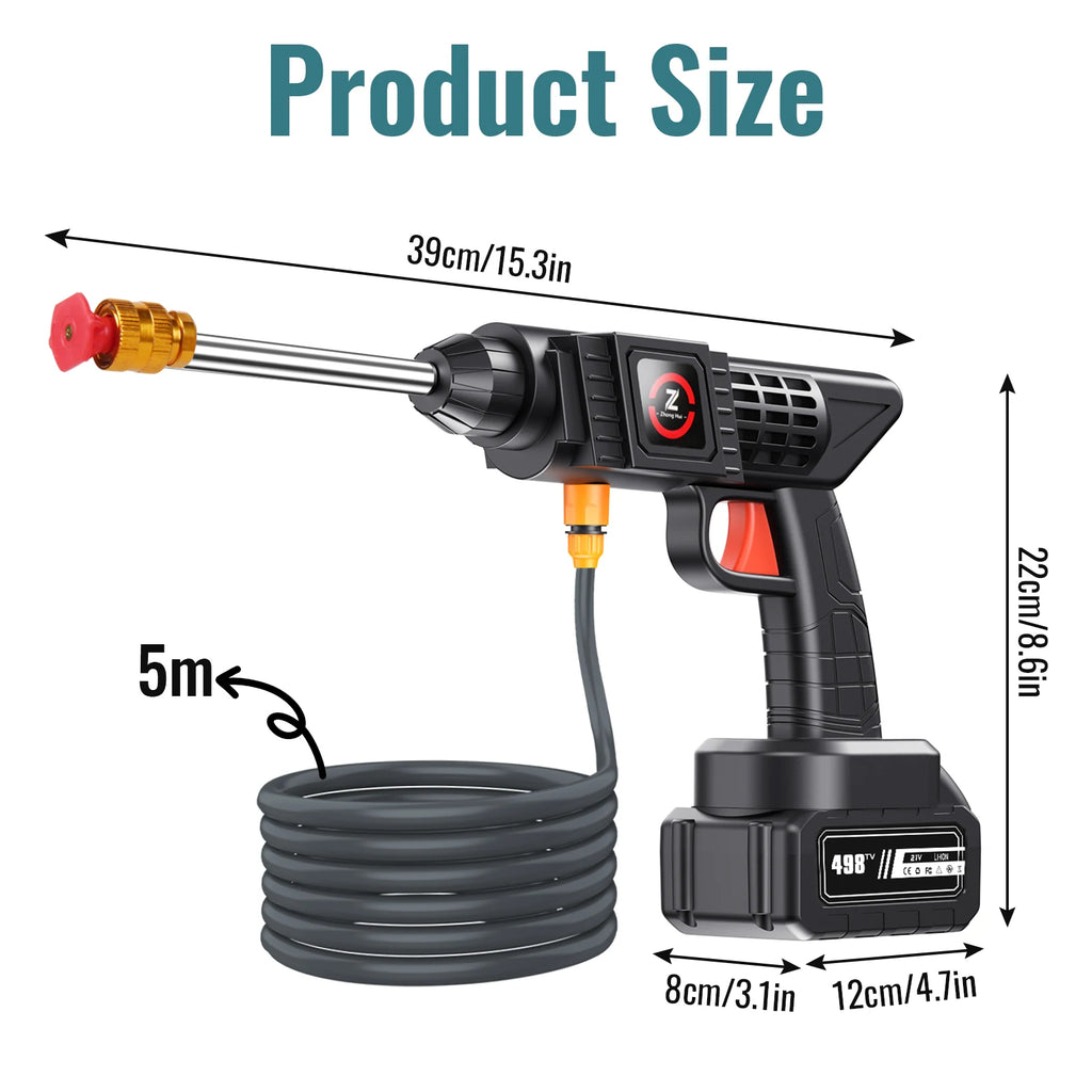 200W 70BAR Cordless High Pressure Wash Spray Water Gun Car Wash Pressure Water Washing Machine with 21V Lithium Battery