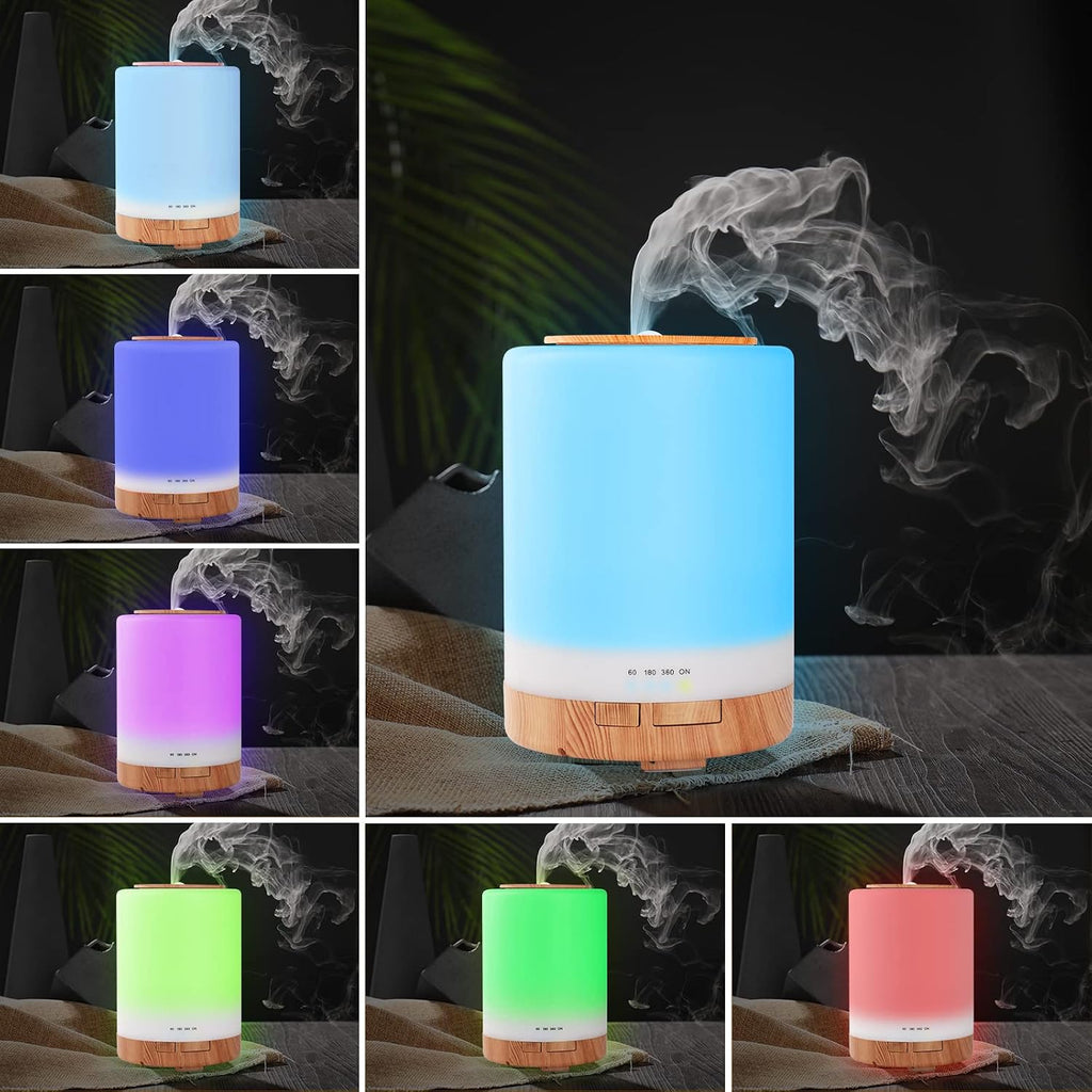 300ML Diffuseur Huiles Essentielles, Humidificateur D'Air Chambre Arrêt Automatique / 3 Réglages De Minuterie, Pour La Maison, Yoga, Bureau, Spa, Chambre, Grain De Bois Clair