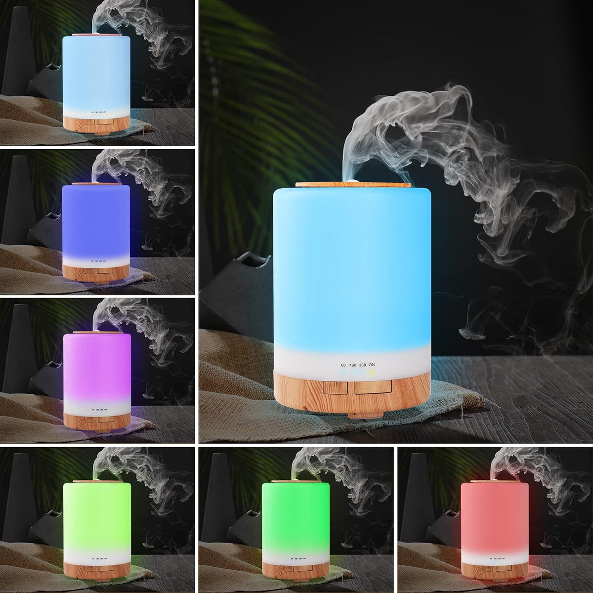 300ML Diffuseur Huiles Essentielles, Humidificateur D'Air Chambre Arrêt Automatique / 3 Réglages De Minuterie, Pour La Maison, Yoga, Bureau, Spa, Chambre, Grain De Bois Clair