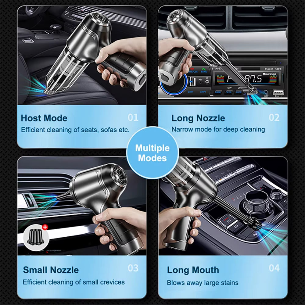 Car Vacuum Cleaner Wireless 95000PA Strong Suction Vacuum Cleaner Portable Handheld Vacuum Cleaner Blower 2In1 for Car Home