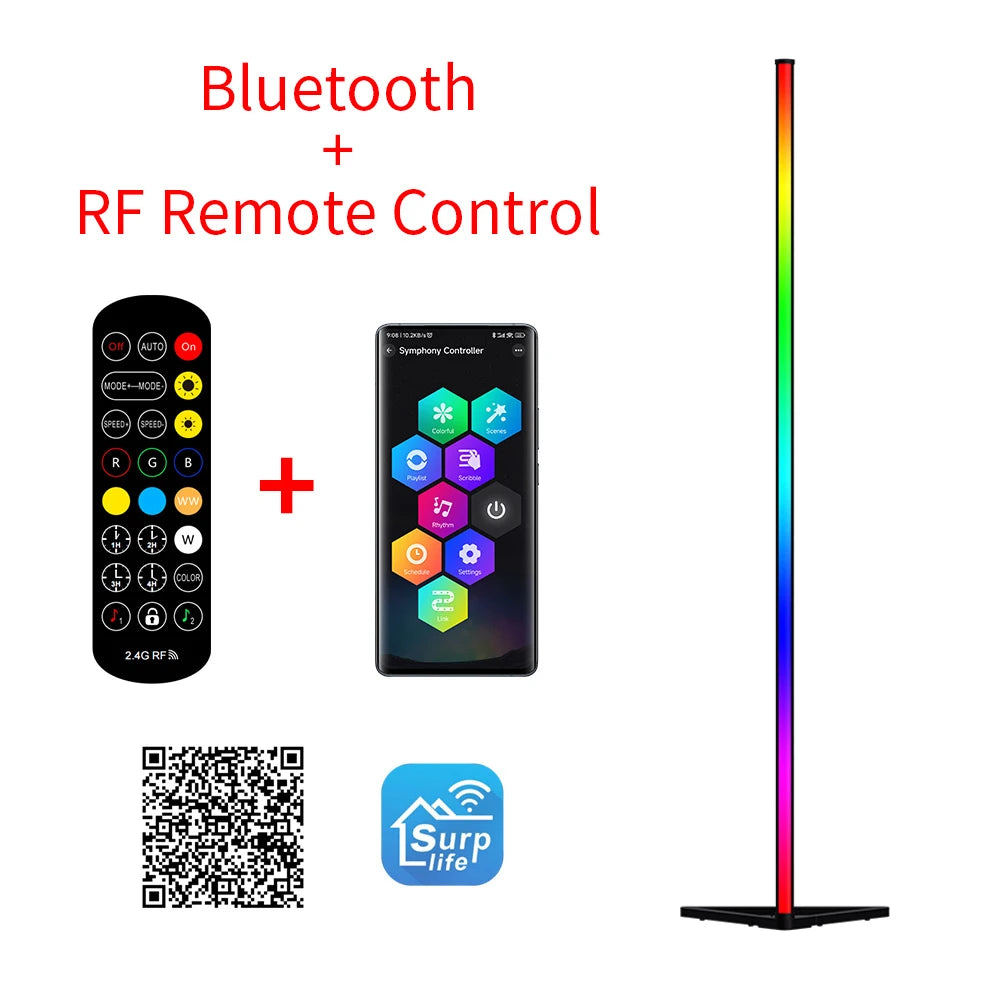 RGB LED Floor Lamp Indoor Home Decoration Modern Corner Floor Lamp Living Rome Art Decor Atmospheric Standing Stand Lighting