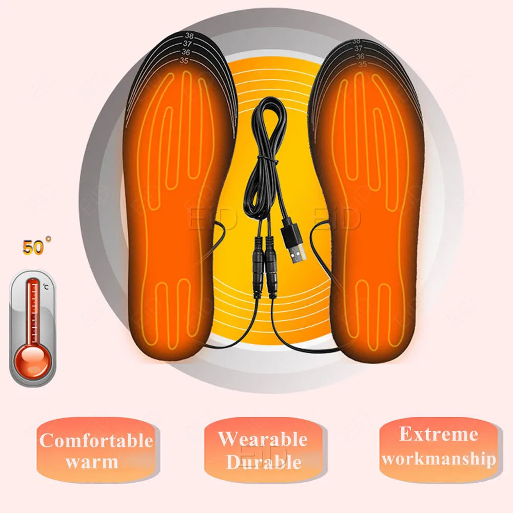 USB Heating Insoles Feet Winter Warm Heated Insoles Sport Outdoor Heat Insoles Shoes Pads for Skiing Washable Warm Thermal Pads
