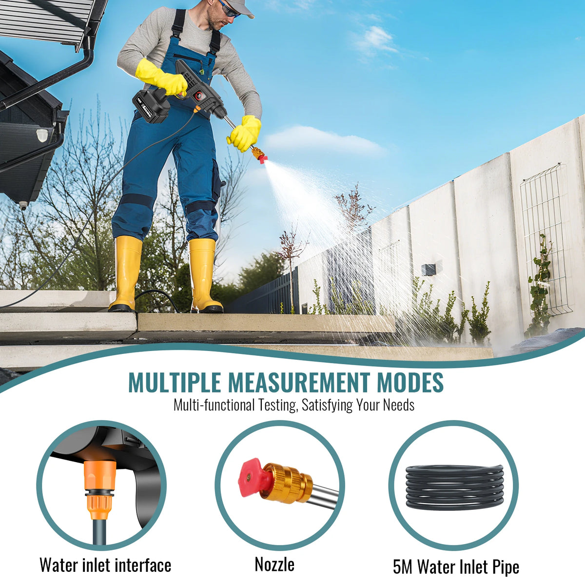 200W 70BAR Cordless High Pressure Wash Spray Water Gun Car Wash Pressure Water Washing Machine with 21V Lithium Battery