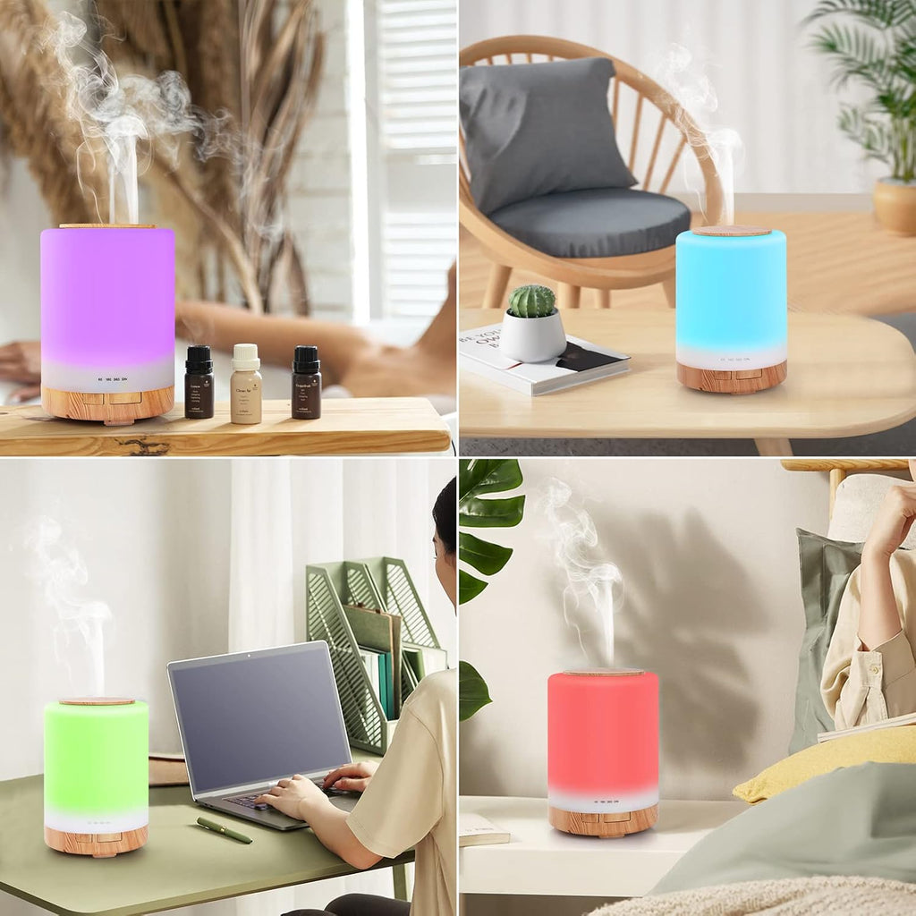 300ML Diffuseur Huiles Essentielles, Humidificateur D'Air Chambre Arrêt Automatique / 3 Réglages De Minuterie, Pour La Maison, Yoga, Bureau, Spa, Chambre, Grain De Bois Clair
