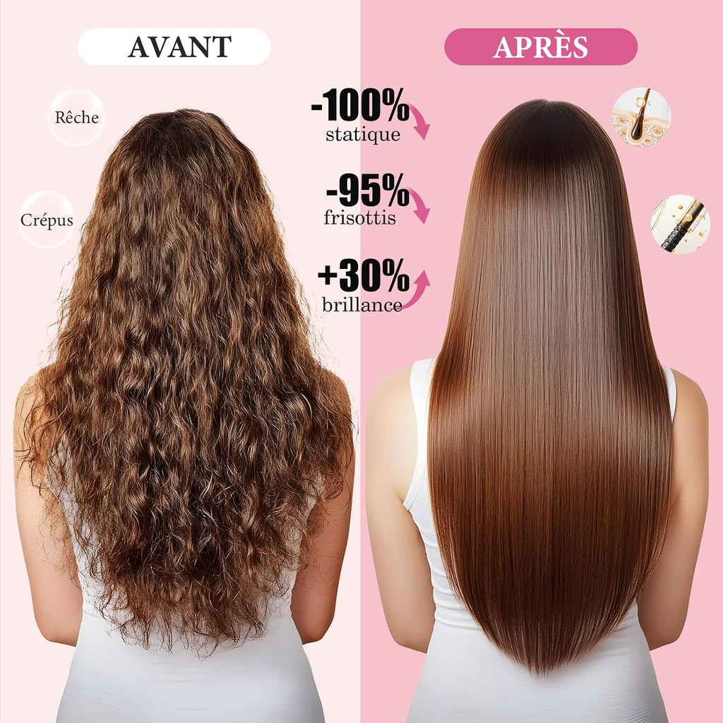 Go Brush Pro Brosse Lissante Pour Cheveux Chauffante,Brosse Lissante Sans Fil Portable Écran LED, 3 Températures Chauffe Rapide, Brosse Chauffante Cheveux Court Tous Types Cheveux Voyage (Rose)