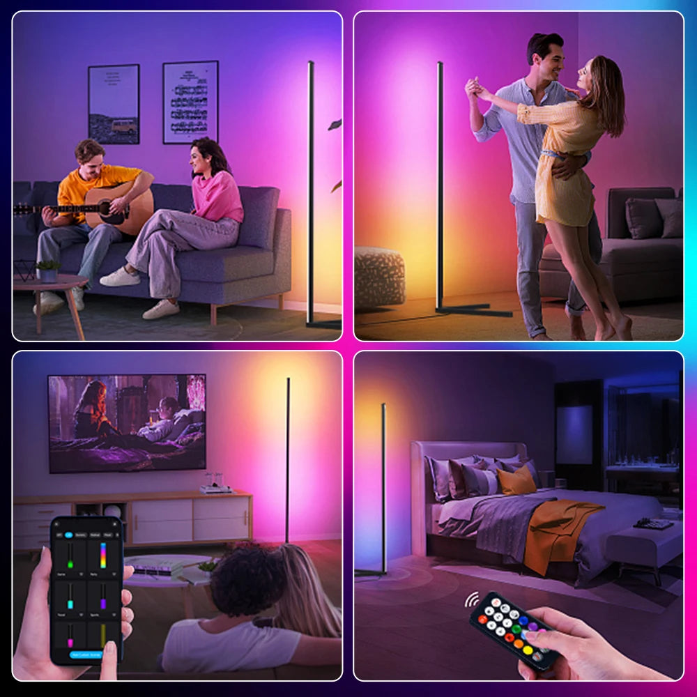 RGB LED Floor Lamp Indoor Home Decoration Modern Corner Floor Lamp Living Rome Art Decor Atmospheric Standing Stand Lighting