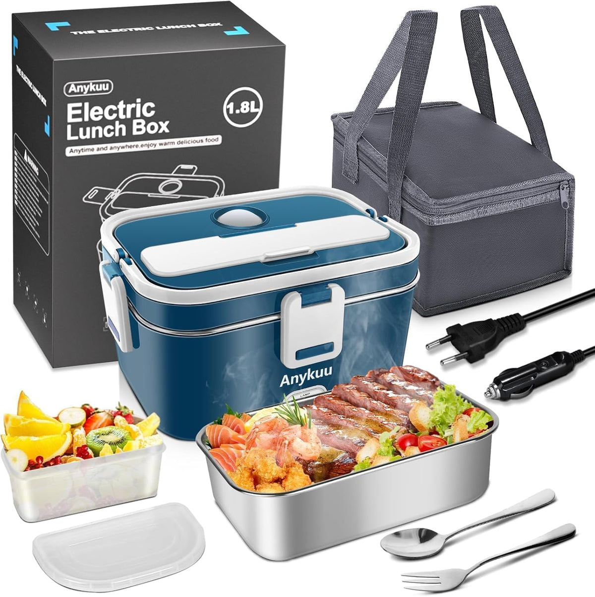 120W Gamelle Chauffante Electrique 1.8 L 12V/24V, 220V/240V