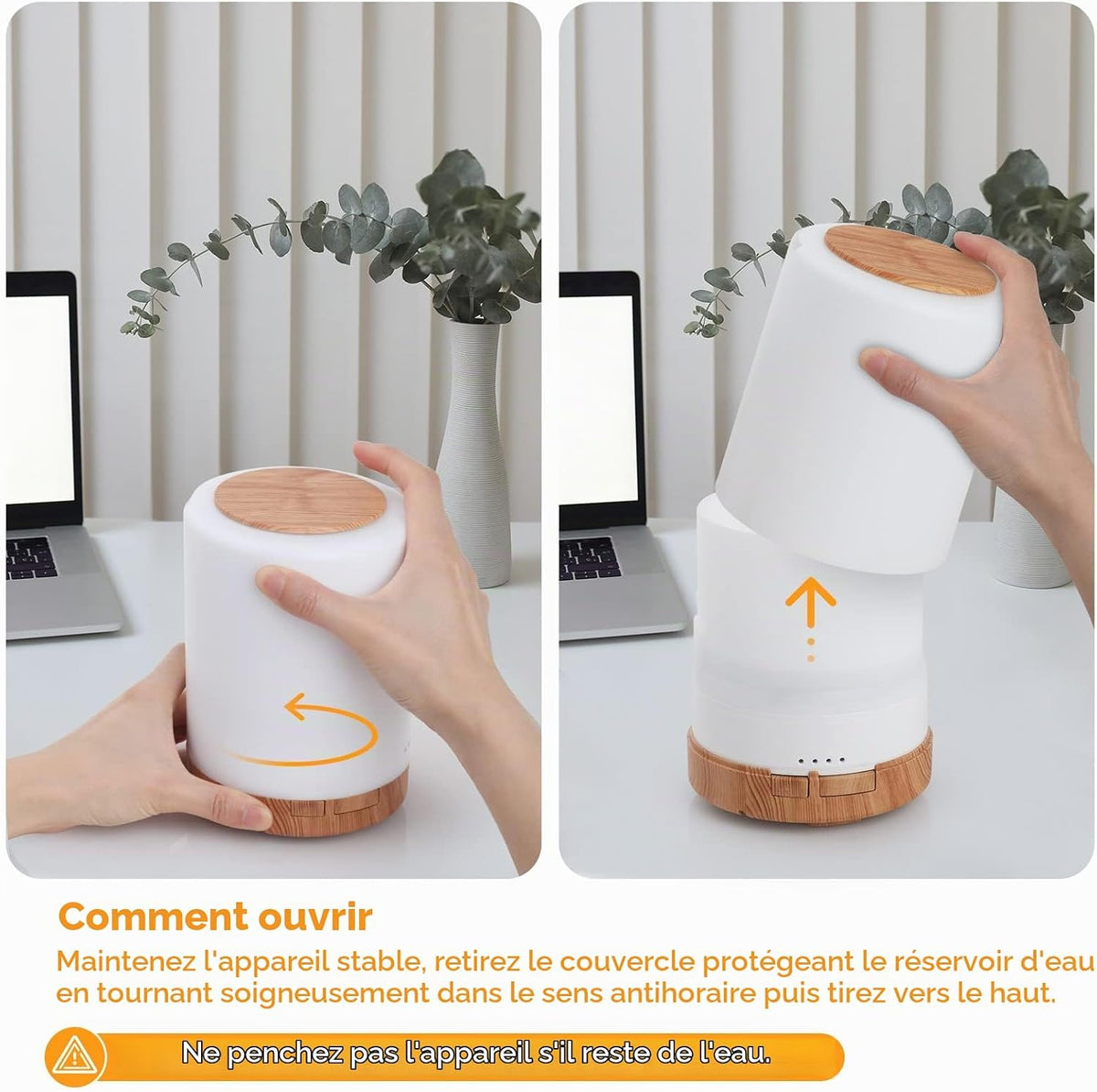 300ML Diffuseur Huiles Essentielles, Humidificateur D'Air Chambre Arrêt Automatique / 3 Réglages De Minuterie, Pour La Maison, Yoga, Bureau, Spa, Chambre, Grain De Bois Clair