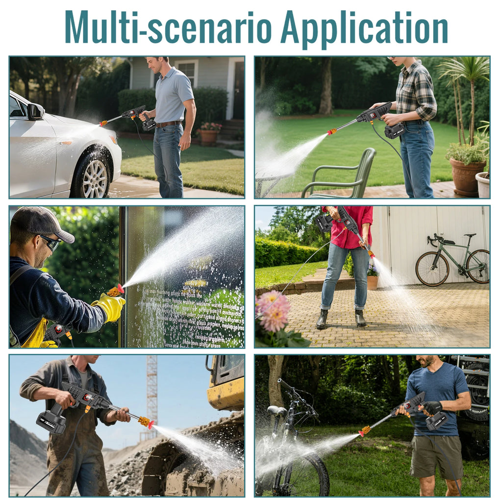 200W 70BAR Cordless High Pressure Wash Spray Water Gun Car Wash Pressure Water Washing Machine with 21V Lithium Battery