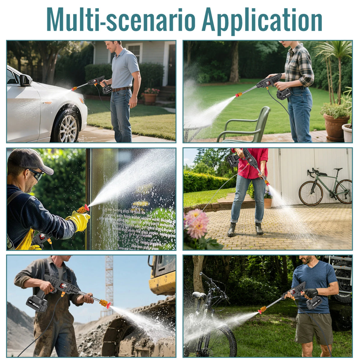 200W 70BAR Cordless High Pressure Wash Spray Water Gun Car Wash Pressure Water Washing Machine with 21V Lithium Battery