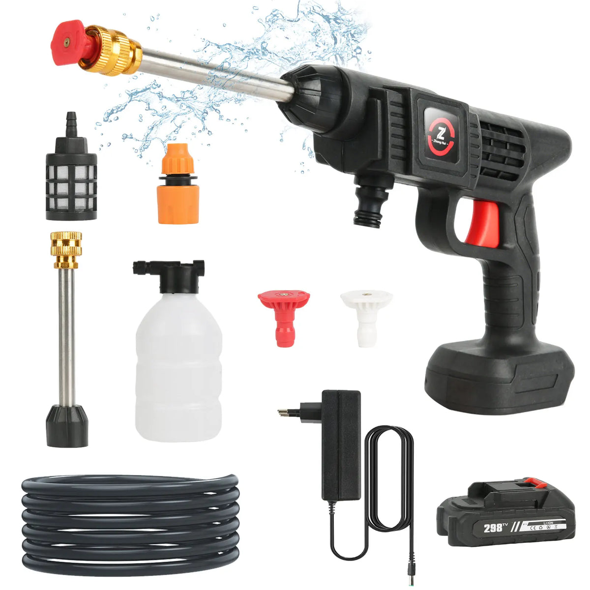 200W 70BAR Cordless High Pressure Wash Spray Water Gun Car Wash Pressure Water Washing Machine with 21V Lithium Battery