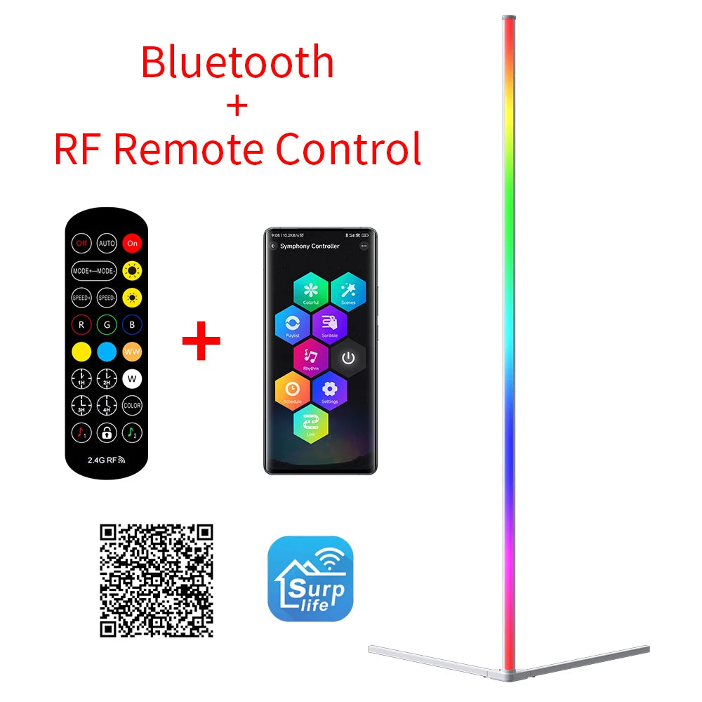 RGB LED Floor Lamp Indoor Home Decoration Modern Corner Floor Lamp Living Rome Art Decor Atmospheric Standing Stand Lighting