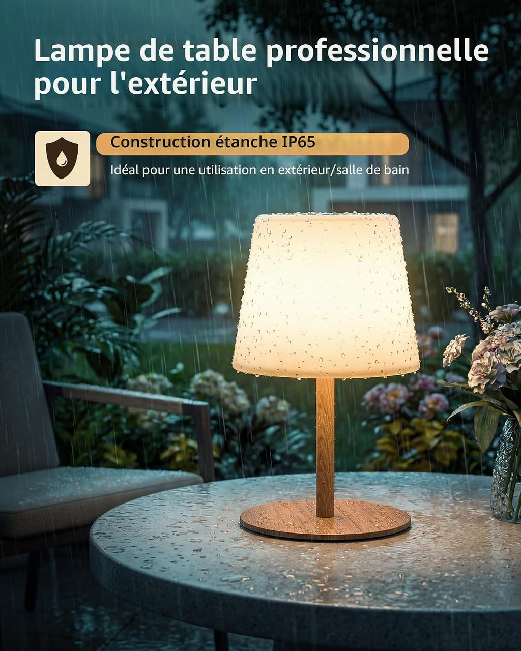 Lampe De Chevet Sans Fil Tactile, Lampe De Table LED Rechargeable USB-C Avec Batterie 4500Mah, Dimmable 3 Couleurs, Lampe Portable Pour Chambre, Salon, Extérieur (Couleur Noyer 1 Pièce)
