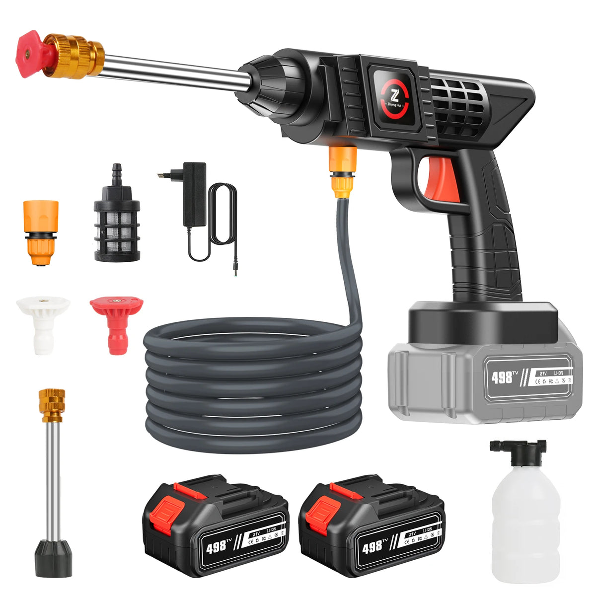 200W 70BAR Cordless High Pressure Wash Spray Water Gun Car Wash Pressure Water Washing Machine with 21V Lithium Battery