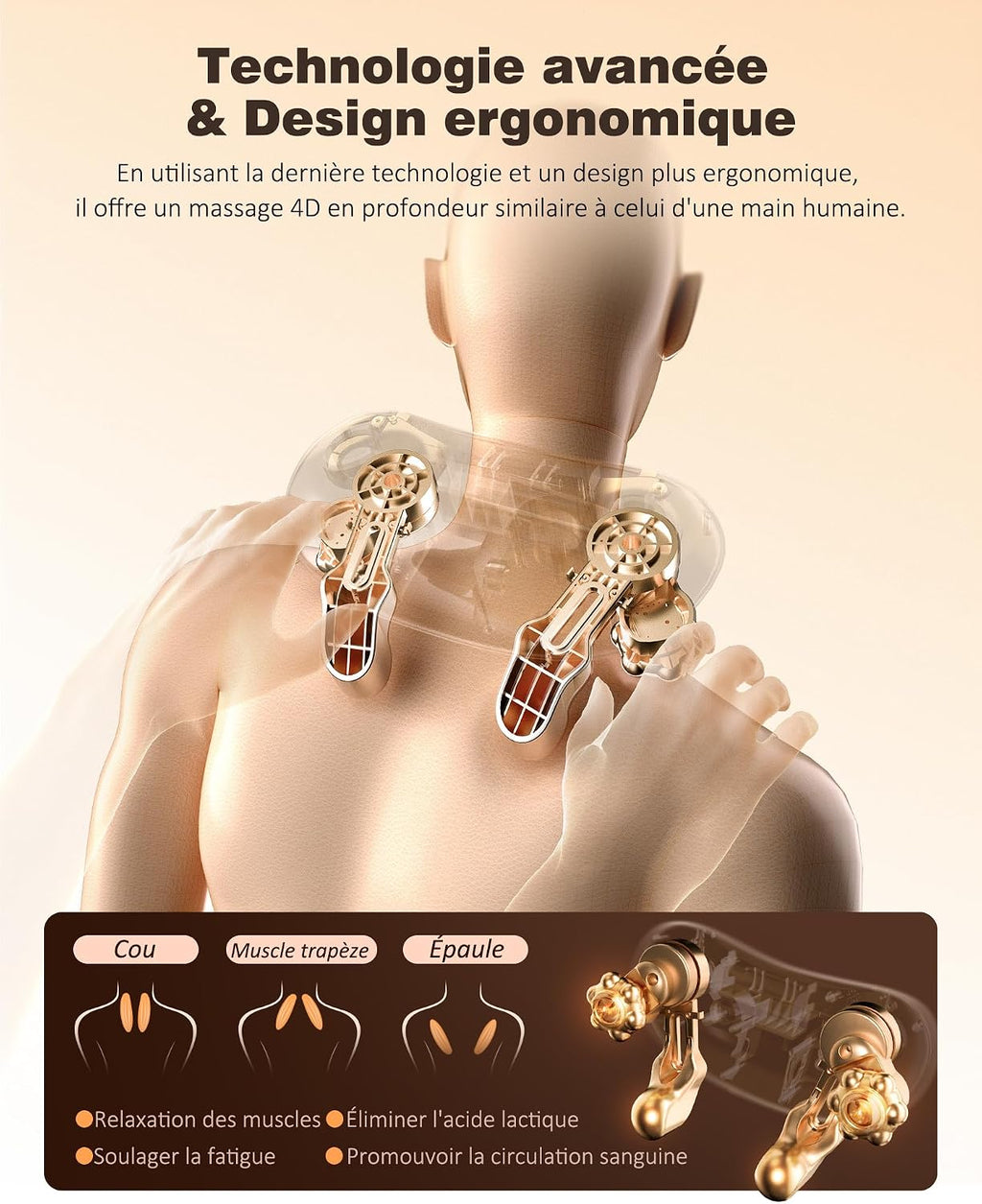 ® Masseur Cervical, Massage Shiatsu 4D Avec Pétrissage En Profondeur