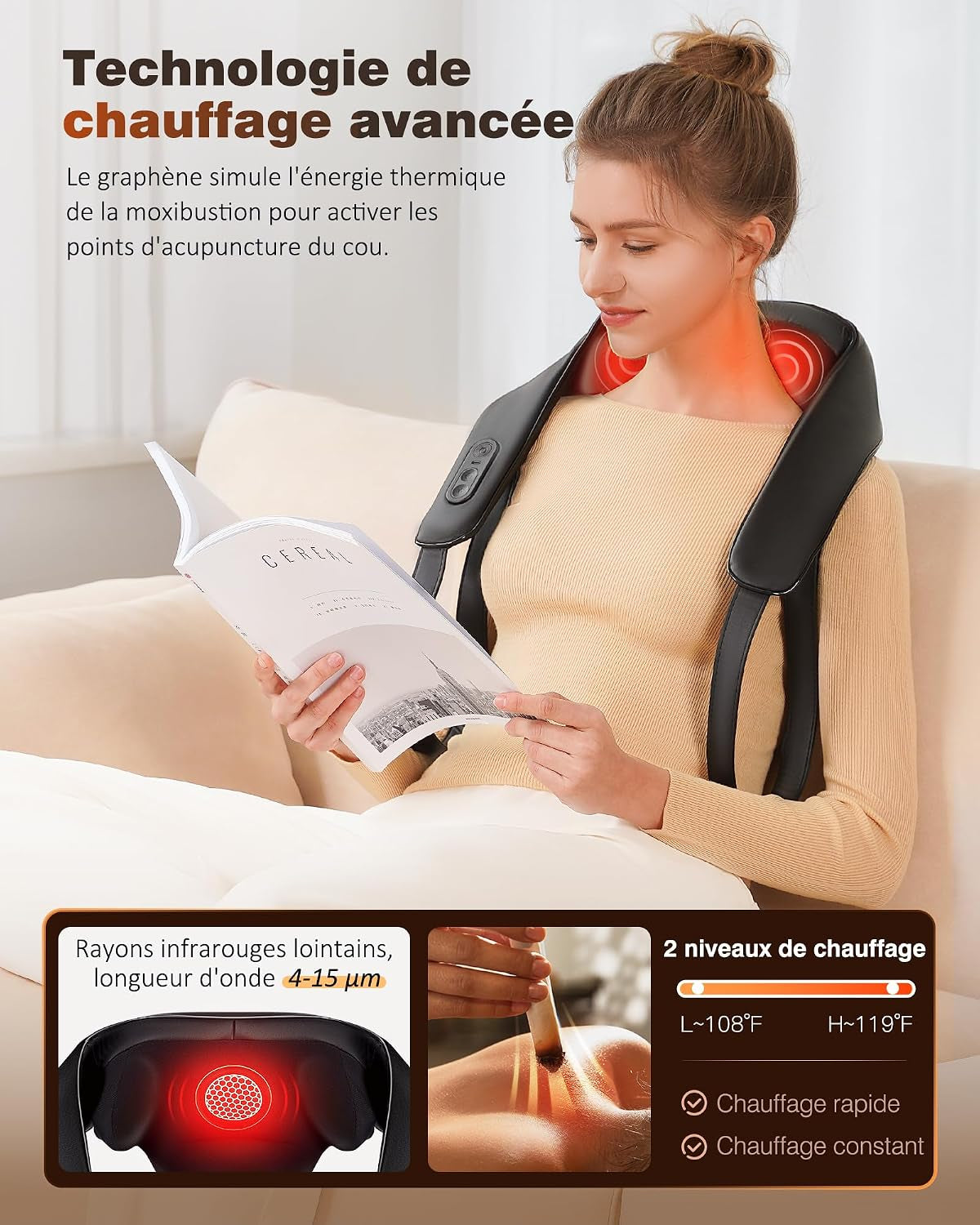 ® Masseur Cervical, Massage Shiatsu 4D Avec Pétrissage En Profondeur