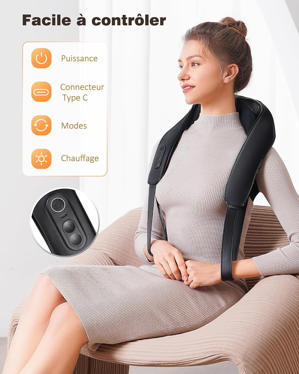 ® Masseur Cervical, Massage Shiatsu 4D Avec Pétrissage En Profondeur
