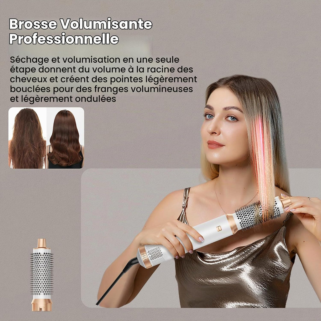 Airbrush 5 En 1 Seche Cheveux 5 En 1, Brosse Soufflante 5 En 1 Avec Seche Cheveux Boucleur, Brosse Souflante, Thermal Brush, Air Styler 5 En 1 Pour Sécher, Boucler, Lisser, Cadeau Noel Femme